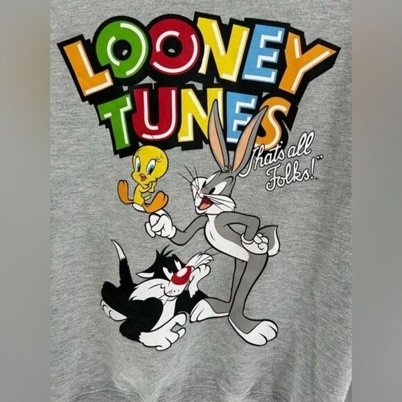 Women's Warner Brothers Looney Tunes Sweatshirt Gray Medium - Picture 4 of 7